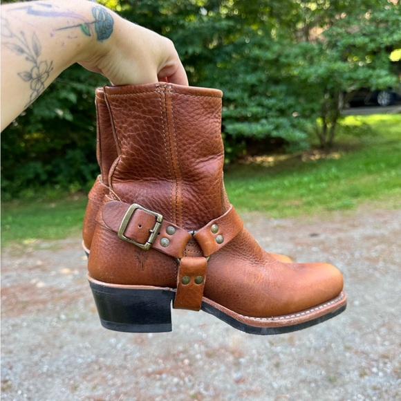 Frye Shoes - Frye Tan Leather Moto Boots
